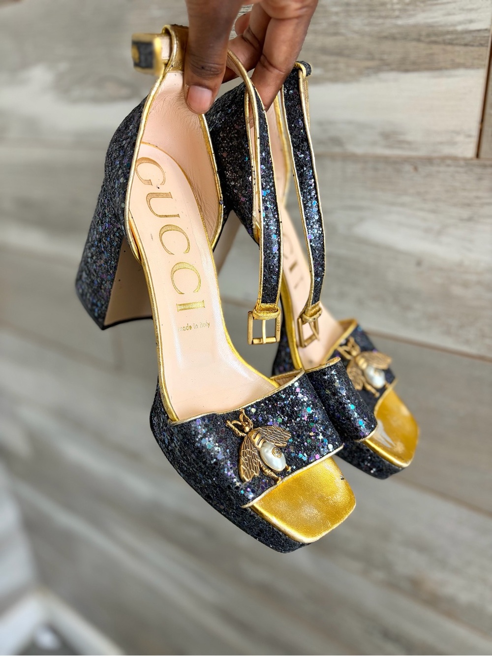 Gucci Soko Glitter Platform Sandals